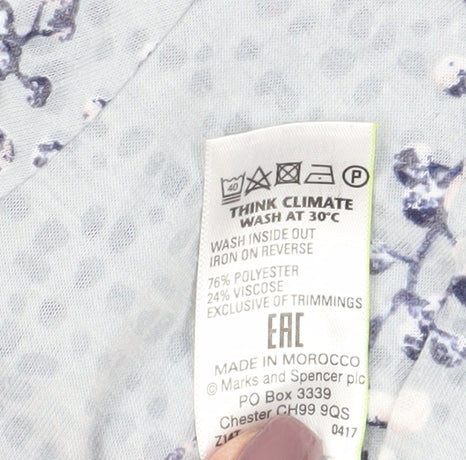 Marks and Spencer Women's Blue Floral Blouse UK 18