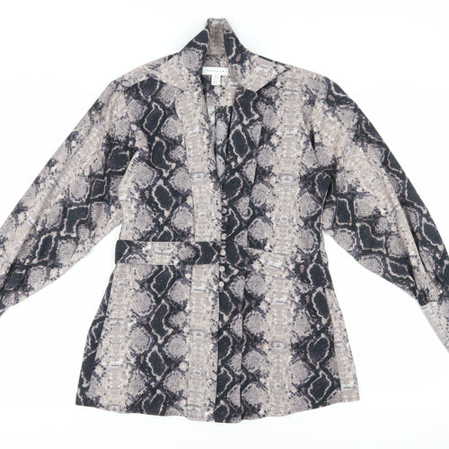 Topshop Women's Brown Snake Print Blouse, UK 6