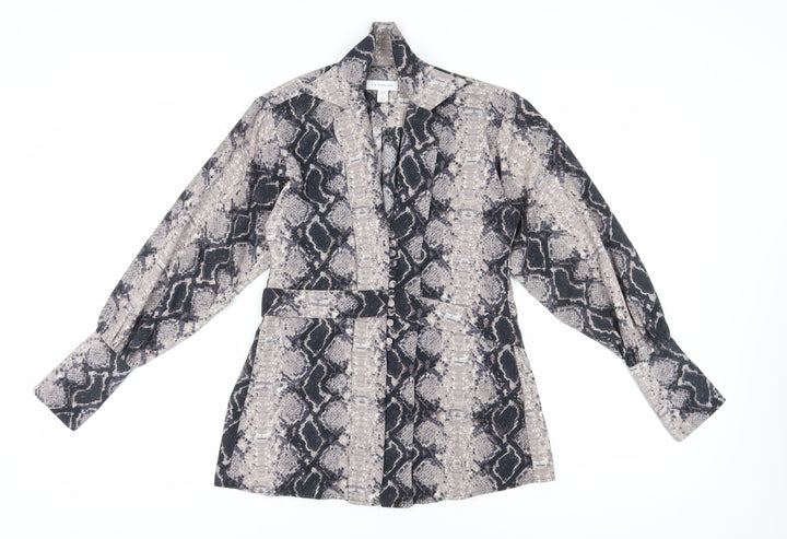 Topshop Women's Brown Snake Print Blouse, UK 6