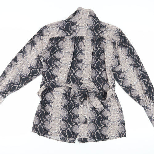 Topshop Women's Brown Snake Print Blouse, UK 6