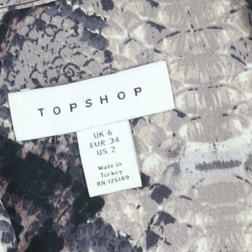 Topshop Women's Brown Snake Print Blouse, UK 6