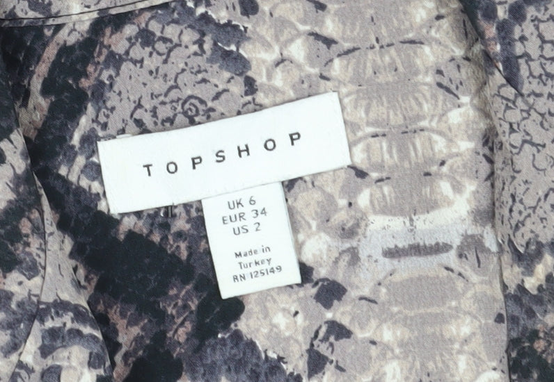 Topshop Women's Brown Snake Print Blouse, UK 6