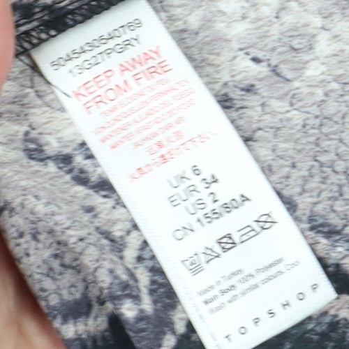 Topshop Women's Brown Snake Print Blouse, UK 6