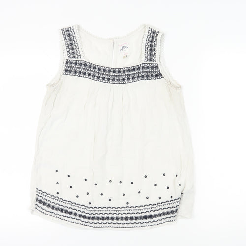 Mantaray Women's White Embroidered Tank Top Size 12