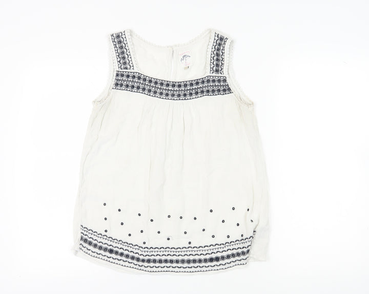 Mantaray Women's White Embroidered Tank Top Size 12
