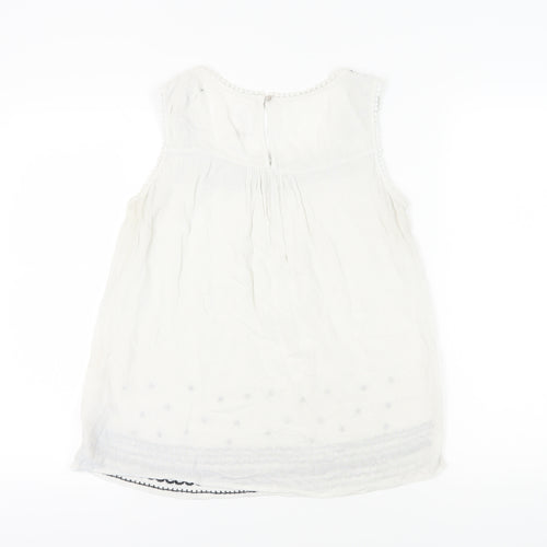 Mantaray Women's White Embroidered Tank Top Size 12