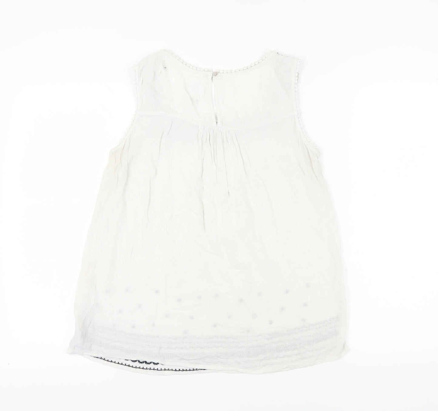 Mantaray Women's White Embroidered Tank Top Size 12