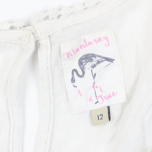 Mantaray Women's White Embroidered Tank Top Size 12