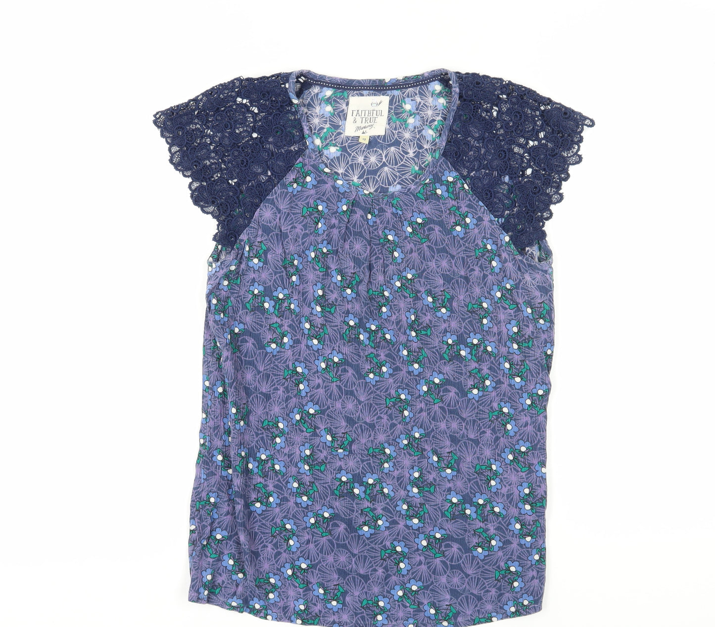 Faithful & True Women's Blue Floral Blouse Size 12