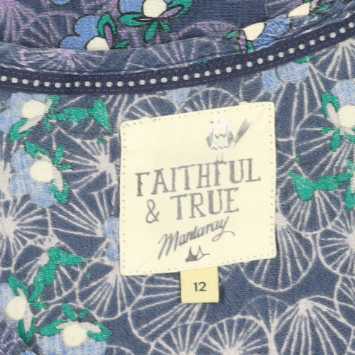 Faithful & True Women's Blue Floral Blouse Size 12