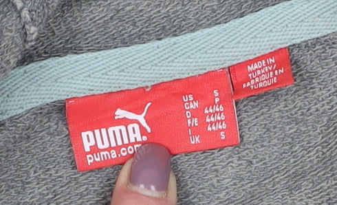 Puma Men's Grey Logo Hoodie, Size S, Pullover Style