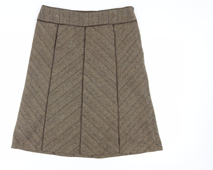 Principles Women's Brown A-Line Herringbone Skirt - Size 14