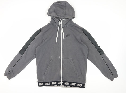 Nike Men's Grey Full Zip Hoodie L Sports Style