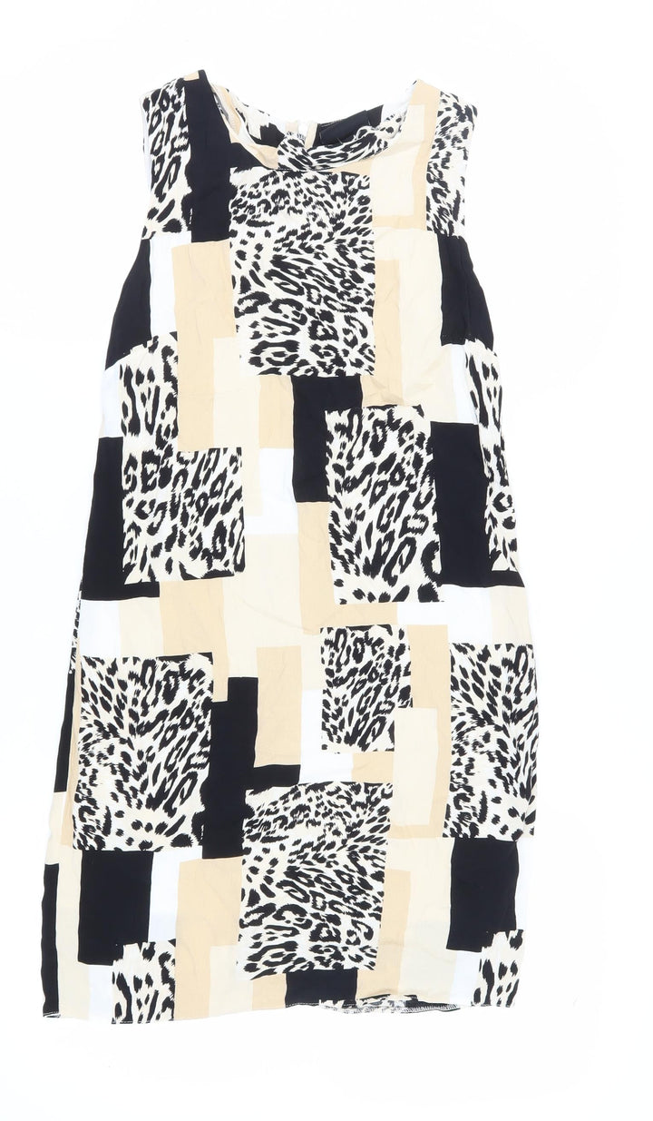 Wallis Women's Beige Black Animal Print Dress, Size 8