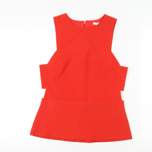 H&M Red Sleeveless Blouse for Women Size 10 Zip