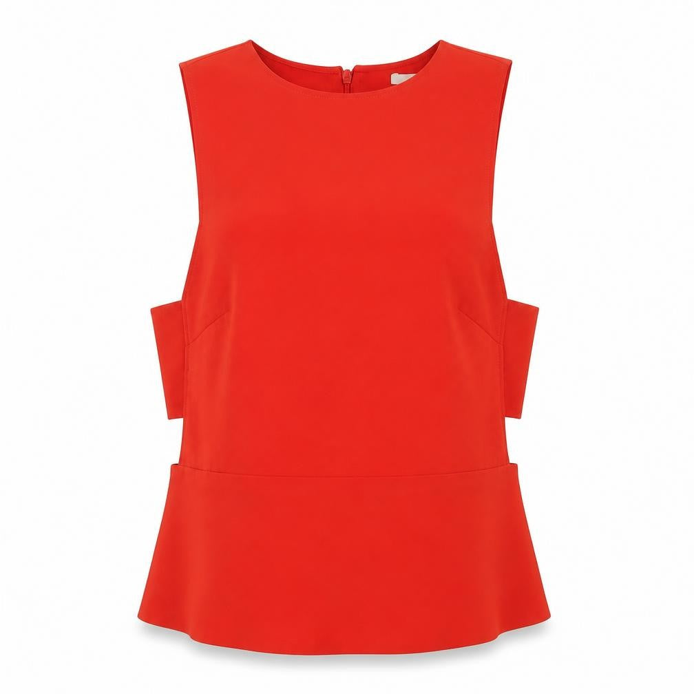 Front view of H&M Red Sleeveless Blouse for Women, size 10, Zip