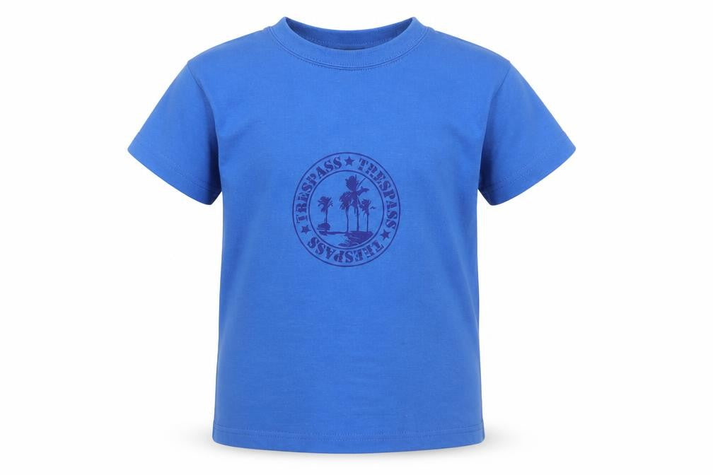 Front view of Trespass boys’ blue graphic t-shirt - 3-4 years