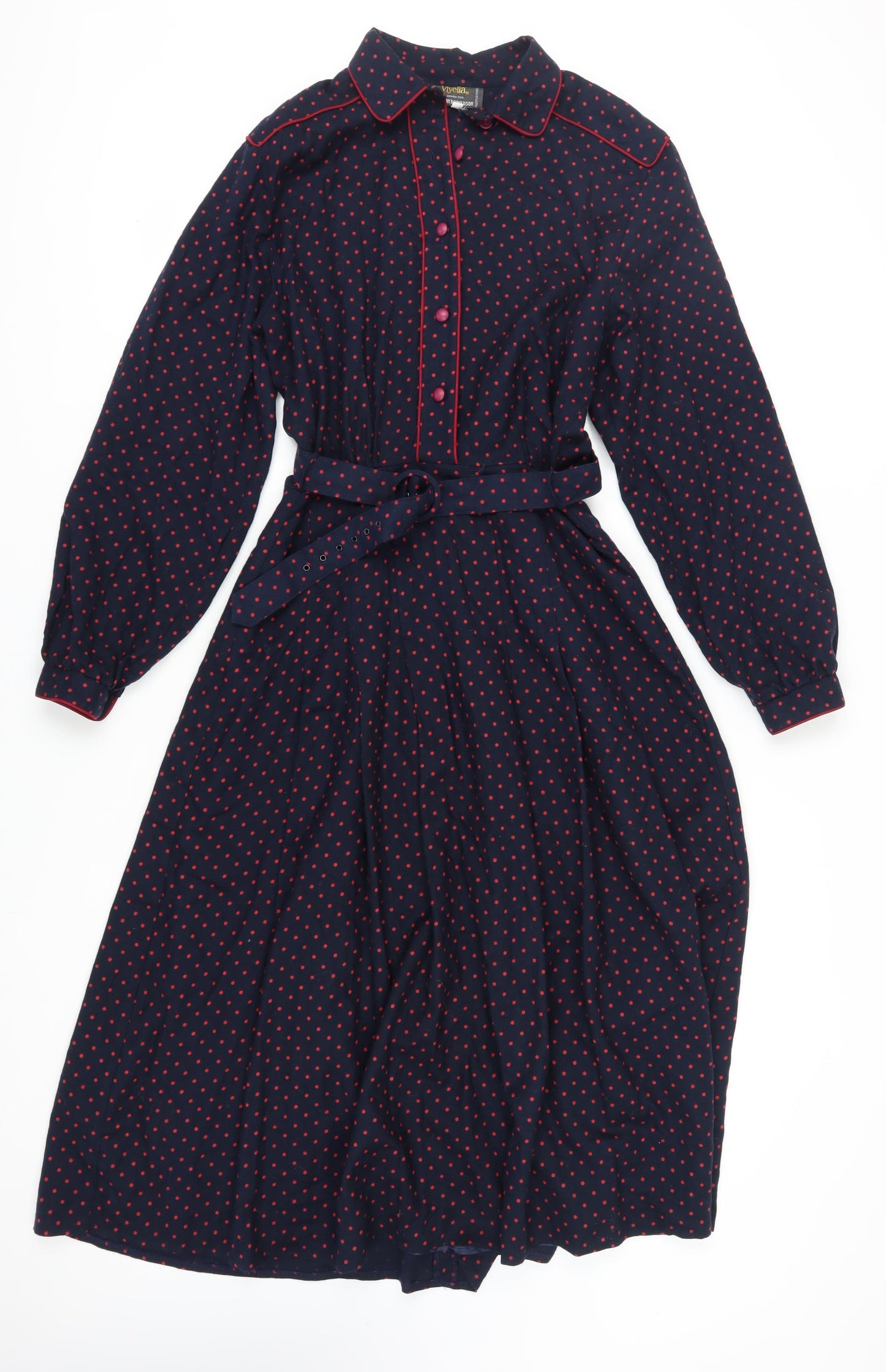 Viyella Women's Polka Dot Midi Shirt Dress Size 14