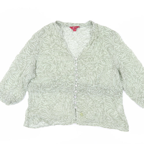 Monsoon Green Floral Blouse, Women's 18, 3/4 Sleeve