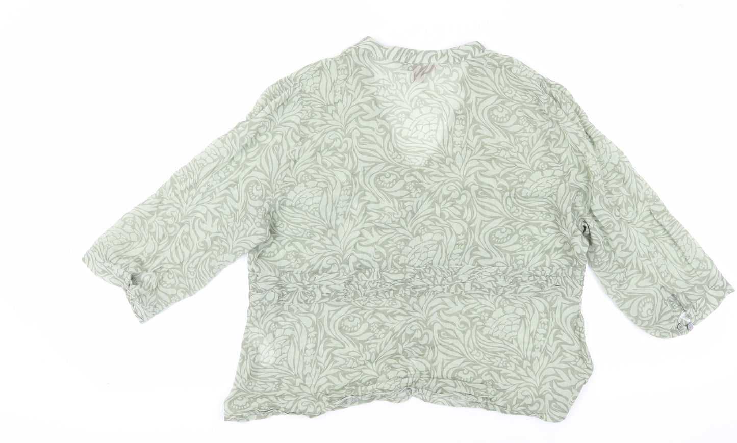Monsoon Green Floral Blouse, Women's 18, 3/4 Sleeve