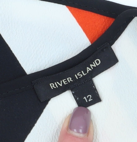 River Island Women's Multicoloured Geometric Blouse Size 12