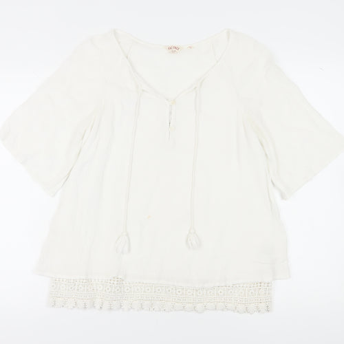 Fat Face Women’s White Cotton Tunic Blouse Size 10