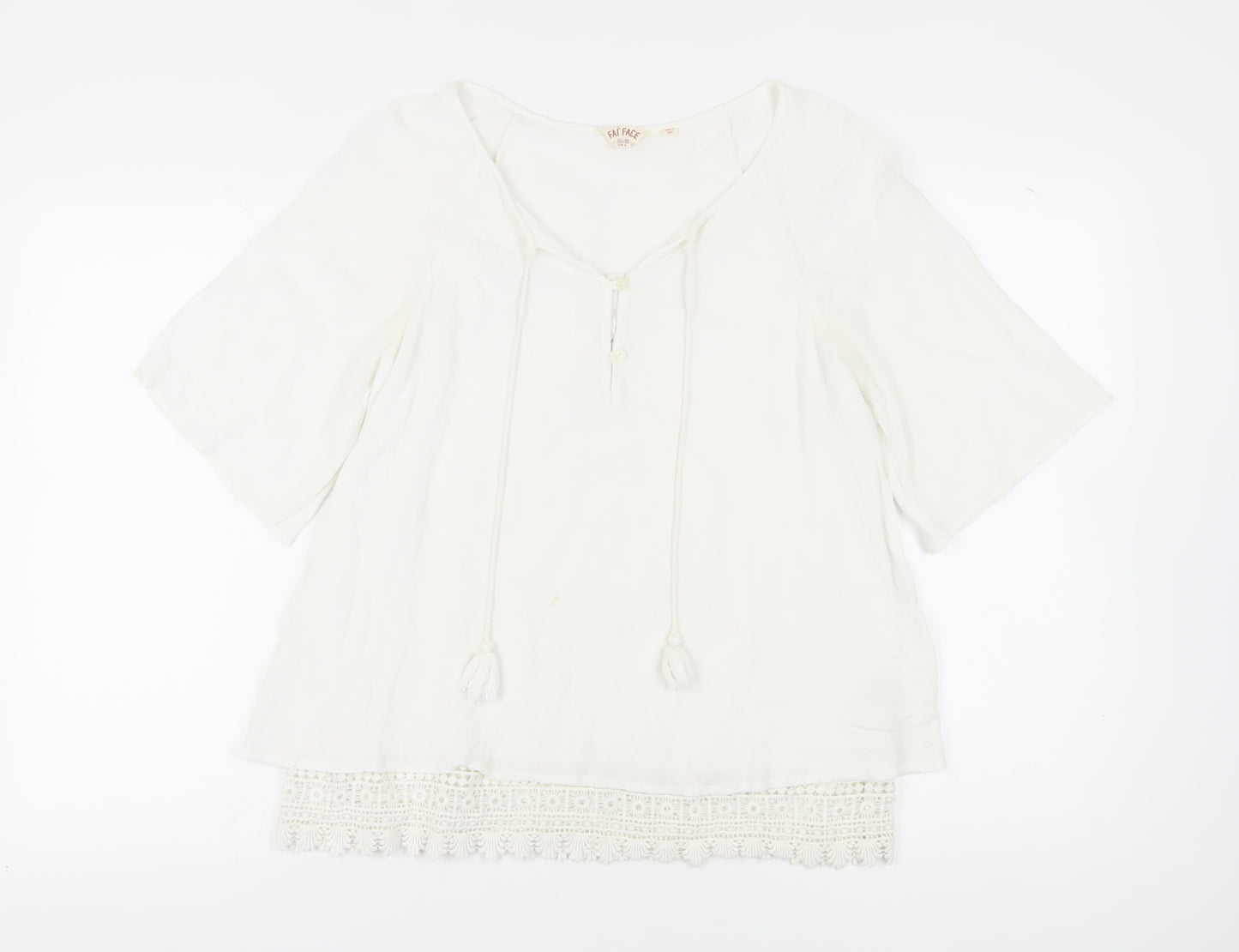 Fat Face Women’s White Cotton Tunic Blouse Size 10