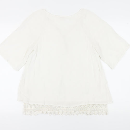 Fat Face Women’s White Cotton Tunic Blouse Size 10