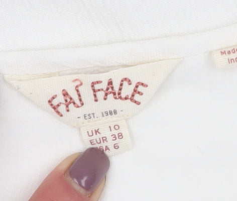 Fat Face Women’s White Cotton Tunic Blouse Size 10