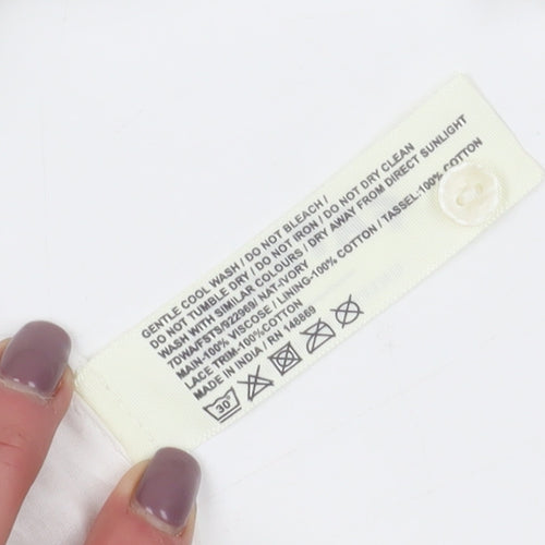 Fat Face Women’s White Cotton Tunic Blouse Size 10