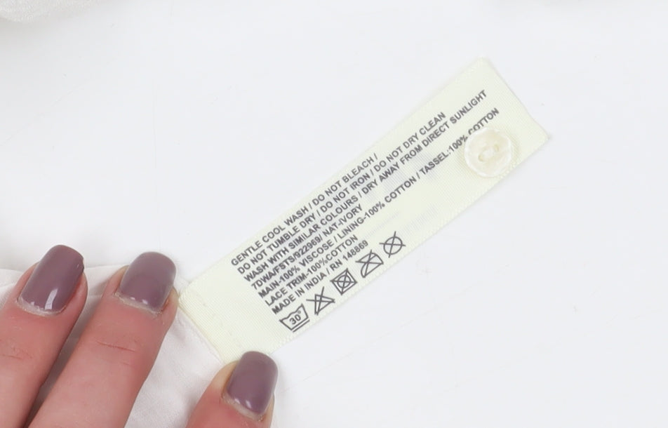 Fat Face Women’s White Cotton Tunic Blouse Size 10