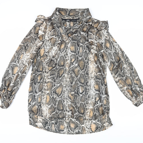 Zara Women's XS Multicoloured Animal Print Blouse
