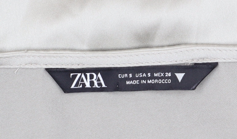 Zara Women's Grey Satin Wrap Dress, Size S, Elegant Style