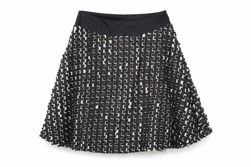Front view of Coast Women's Black Geometric Skirt, size 16