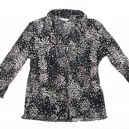 Classic Women's Black Collared Long Sleeve Blouse