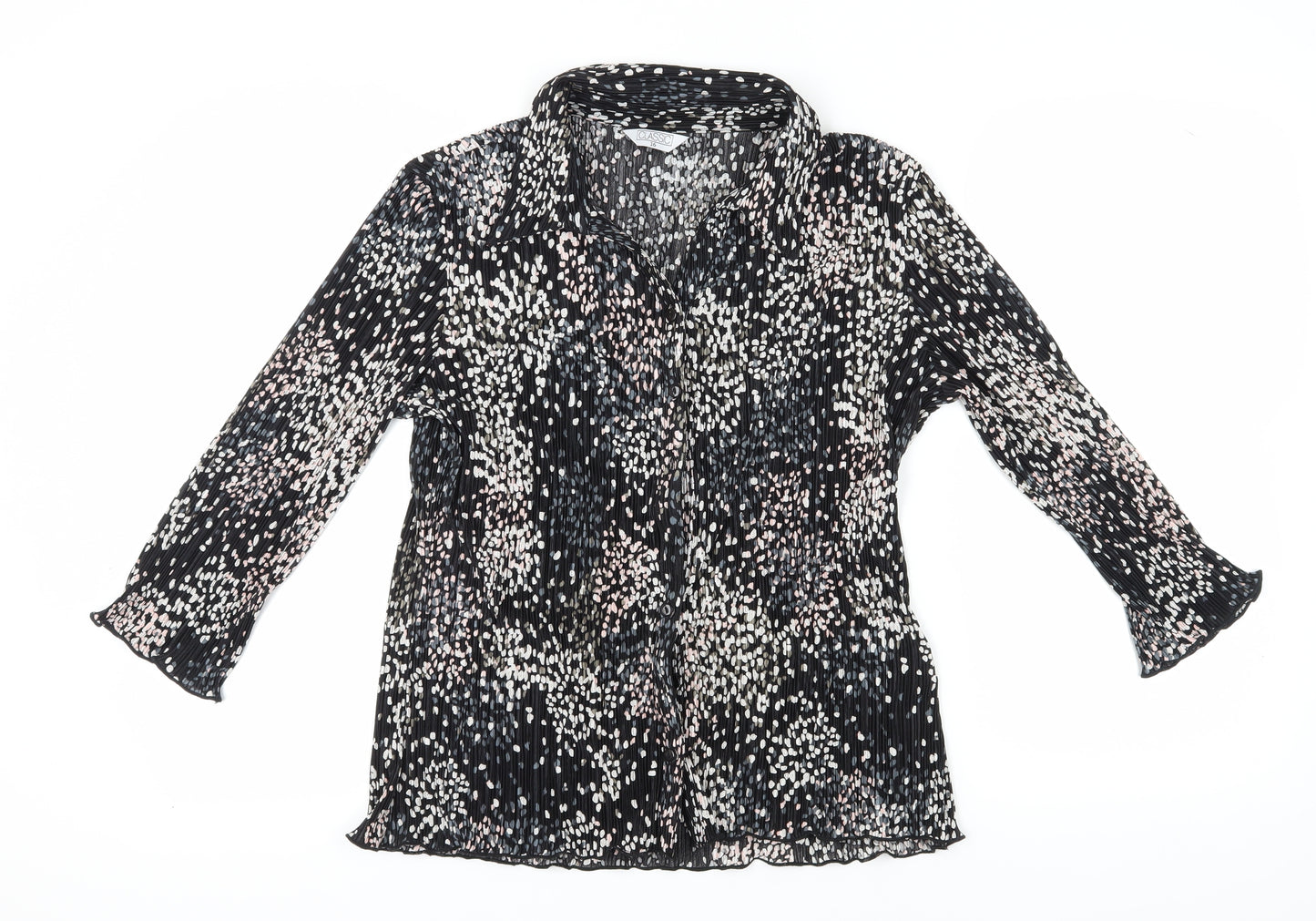 Classic Women's Black Collared Long Sleeve Blouse