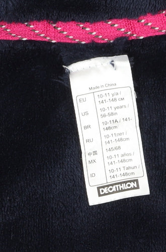 Decathlon Girls Blue Hooded Fleece Jacket 11 Years