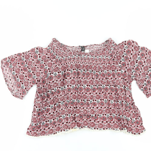 H&M Women's Multicoloured Cropped Blouse Size 12