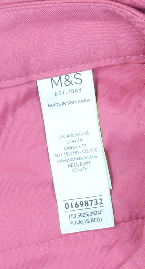 Marks and Spencer Women's Pink Straight Trousers Size 16