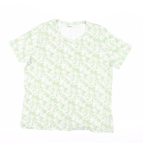 Damart Women’s Floral Green T-Shirt, L, Cotton