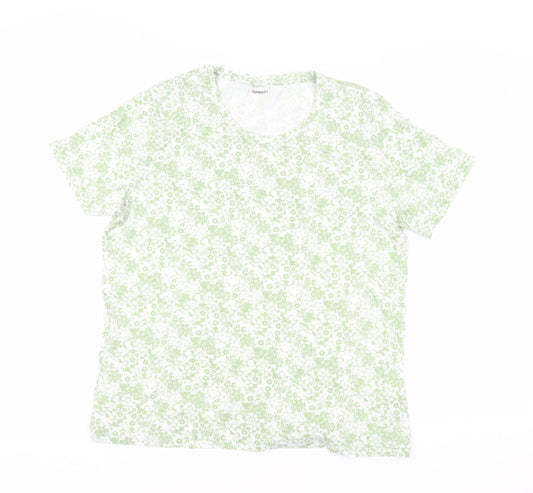 Damart Women’s Floral Green T-Shirt, L, Cotton