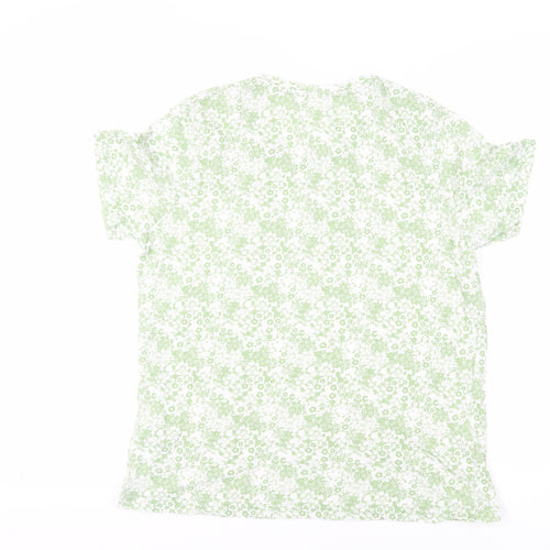 Damart Women’s Floral Green T-Shirt, L, Cotton
