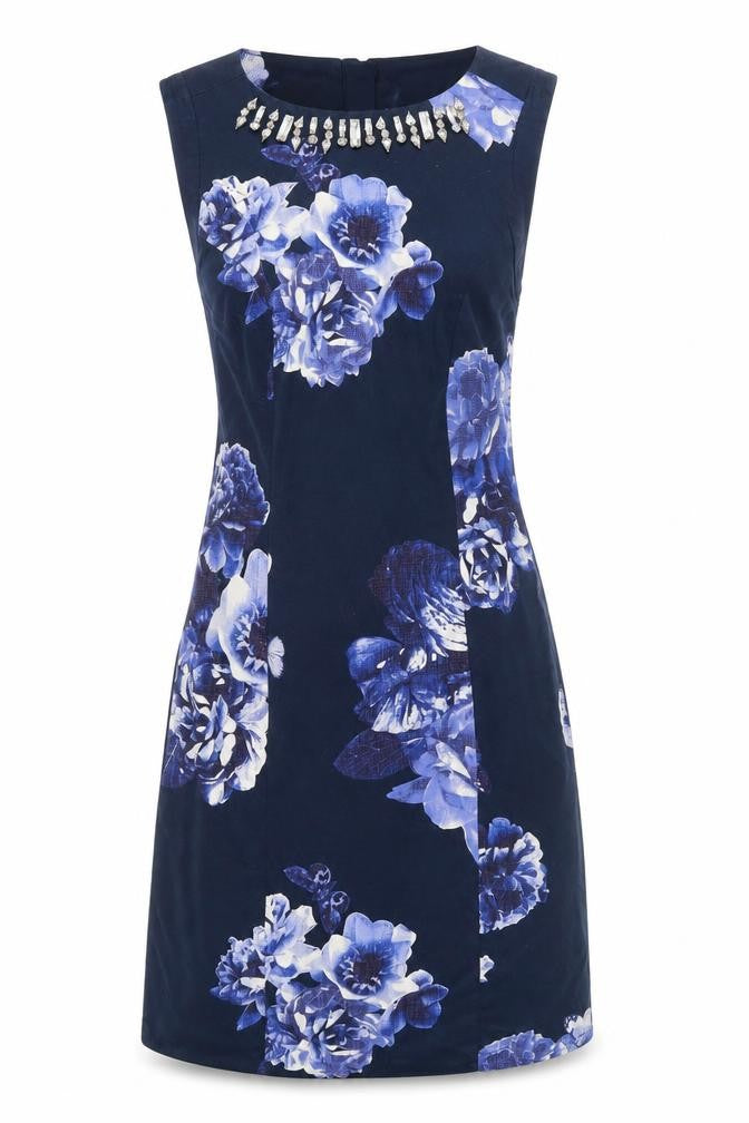 Joules Women's Blue Floral Sheath Dress Size 6