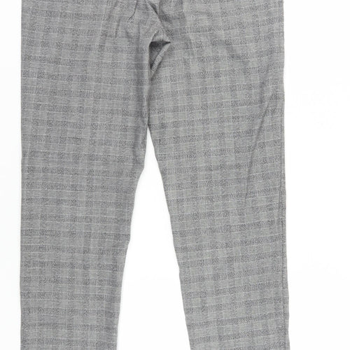 Kiabi Men Grey Slim Fit Check Chino Trousers 40