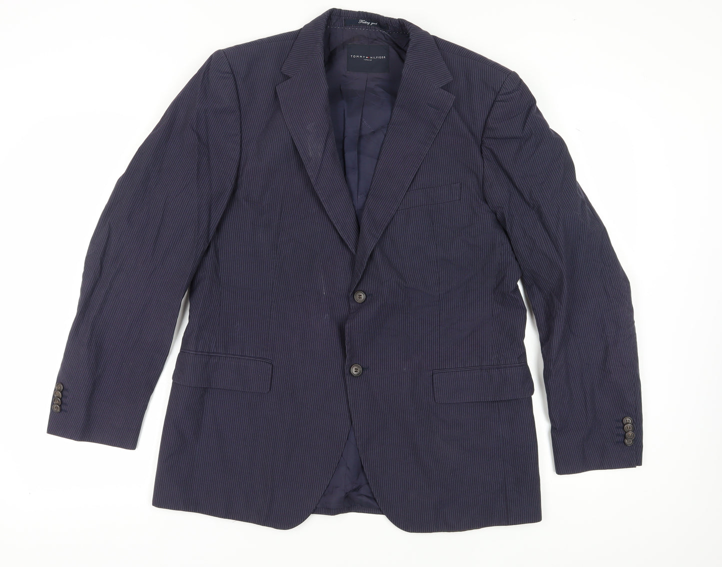 Tommy Hilfiger Men's Blue Striped Blazer UK Size 42