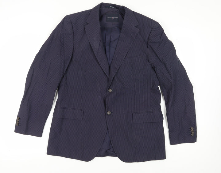 Tommy Hilfiger Men's Blue Striped Blazer UK Size 42