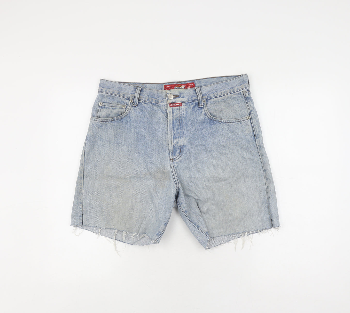 Dickies Unisex Blue Cut-Off Denim Shorts Size 33