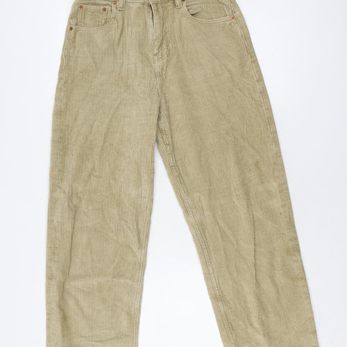 Motel Women's Beige Straight Corduroy Jeans, Size S