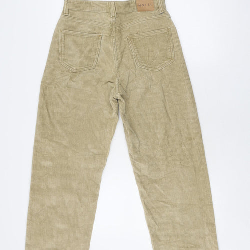 Motel Women's Beige Straight Corduroy Jeans, Size S