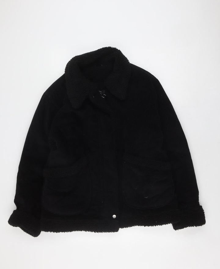 Topshop Black Women's Bomber Jacket, Size 10, Corduroy, Collared